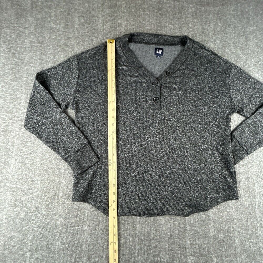 Gap Marled Henley V-Neck Shirt Womens Sz Medium Gray Long Sleeve Button Top - Picture 7 of 9